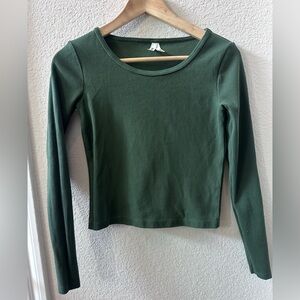 PACT Women's Stretch Ribbed Crop Long Sleeve Top size Small